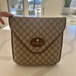Gucci Monogram Crossbdy Bag with Green and Red Strap